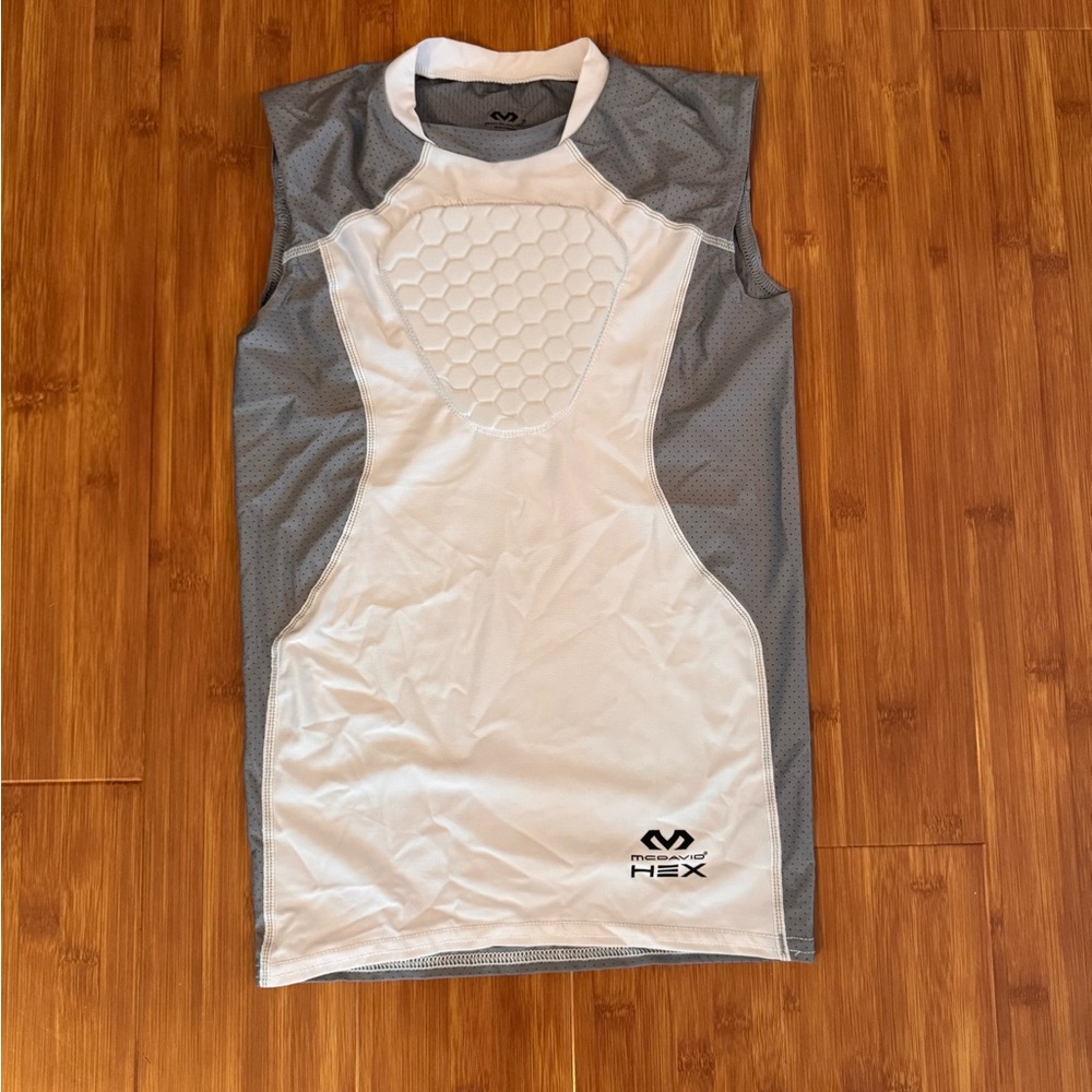 McDavid HEX White & Gray Sleeveless Compression Baseball Padded  Shirt Youth M